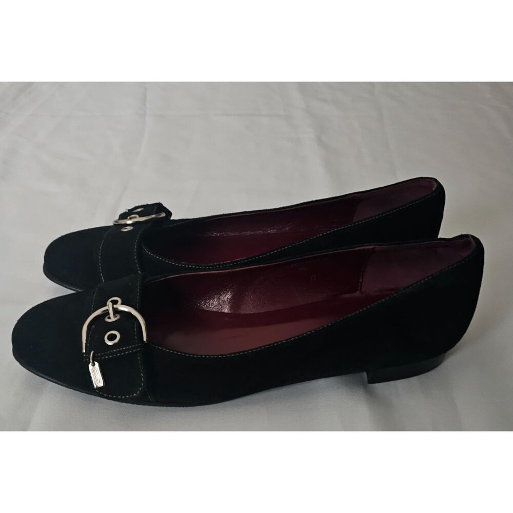 Coach Women's Black Breanna Suede Buckle Style Slip-On Flat Shoes Size 8½ B - Picture 5 of 10